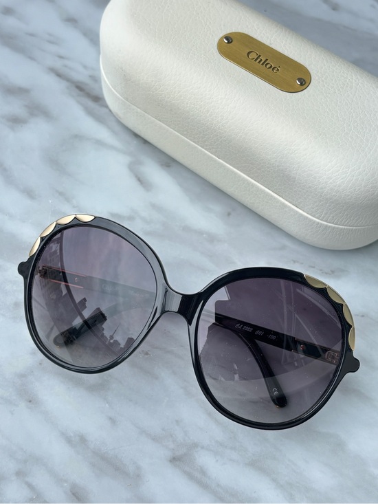 Chloe Accessories - Chloé Erine - Oversized Sunglasses with Gold Accents